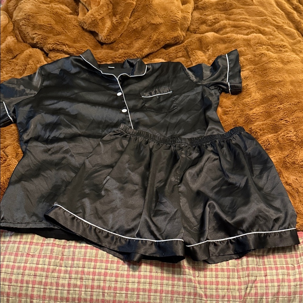 Amazon Women's Black Satin Athletic set